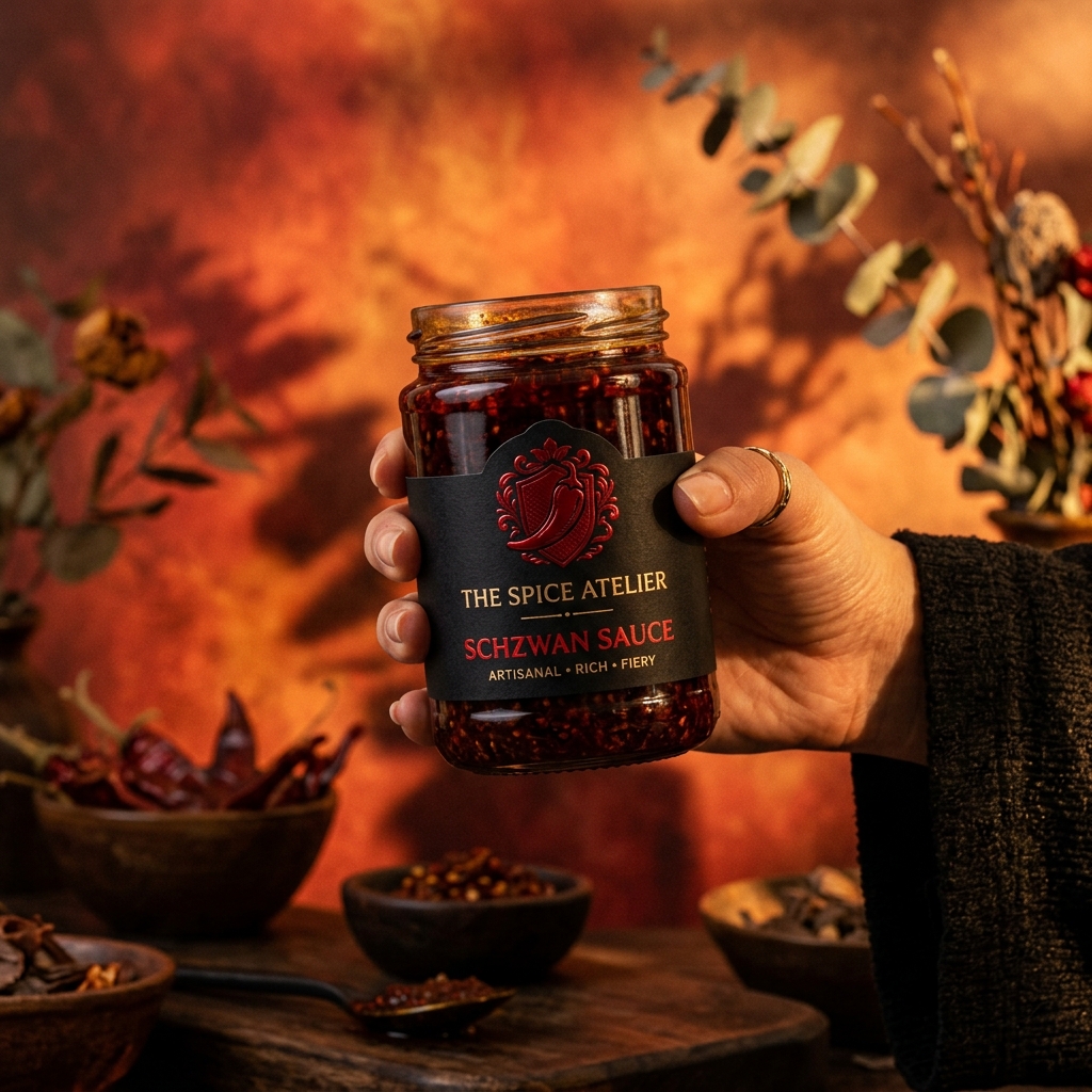 Artisanal Schezwan Sauce Jar in Hand