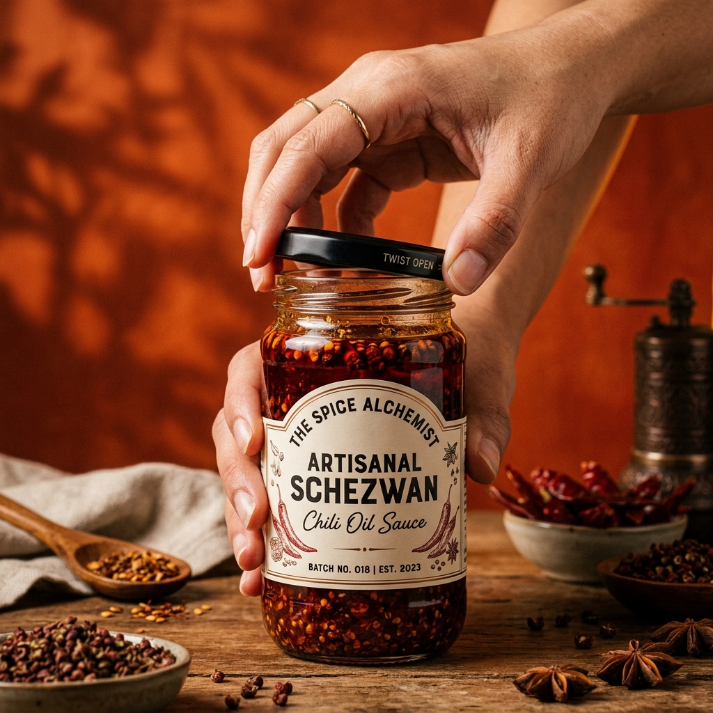 Opening Schezwan Sauce Jar